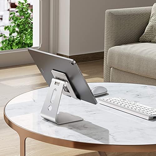 OMOTON T2 Tablet Stand for Desk, Aluminum Holder for iPad Pro/Air, Silver