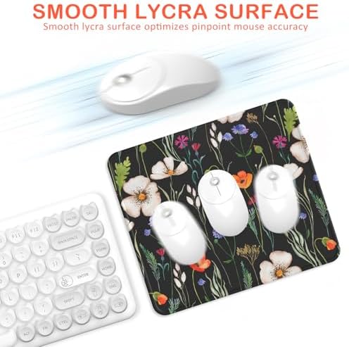 eulps Mouse Pad with Stitched Edge, Multiple Patterns Computer Mouse Pads with Non-Slip Rubber Base, Washable Cloth Mousepad, for Gaming, Laptop, PC (Wildflower Night)