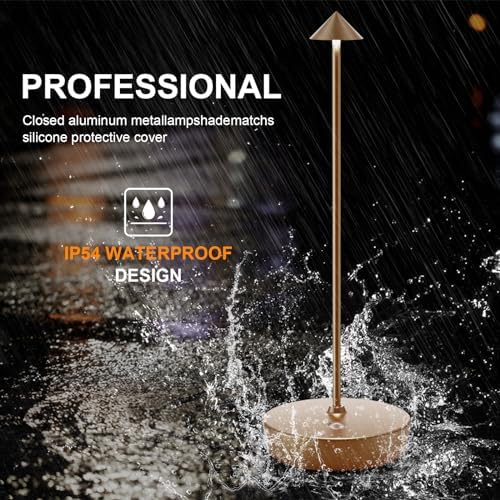 2Pack Rechargeable Cordless Table Lamp, Portable Powered LED Battery 6000mAh Metal USB Desk Lamp, 3 Levels Brightness Light for Restaurants Outdoor (2pack Titanium)
