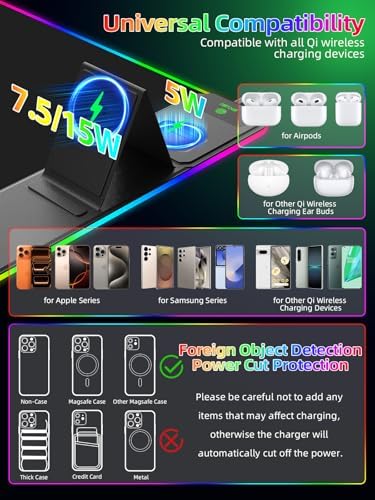 Mouse Pad with Foldable Phone Holder & Wireless Charger, XXL RGB Gaming Mousepad 31.5"x15.8" Large Desk Mat for Keyboard, Black Desk Pad with Dual Qi Charging Station | 11 Colors 5 Modes | Waterproof