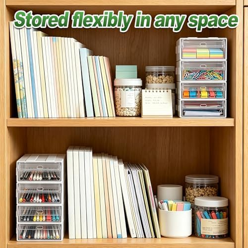 Aulock 9 Pcs Stacking Drawer Organizers for Office Home Dorm Room Supplies