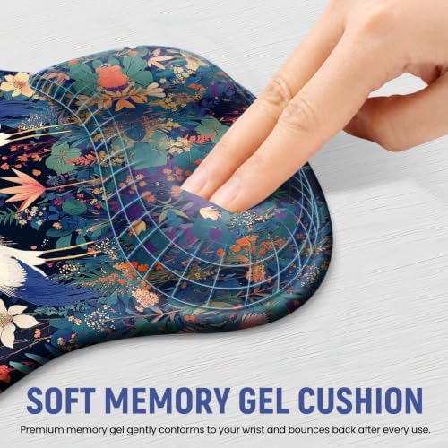 Ergonomic Mouse Pad with Wrist Rest, Gel Wrist Support, Cranes