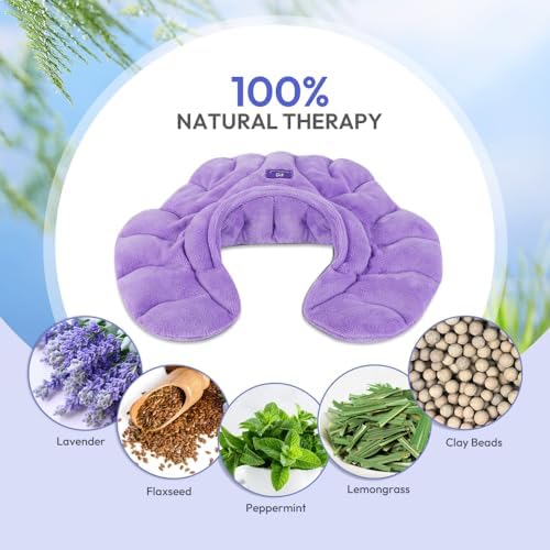 Microwavable Heat Pad for Neck and Shoulders, Warm Compress Wrap, Purple