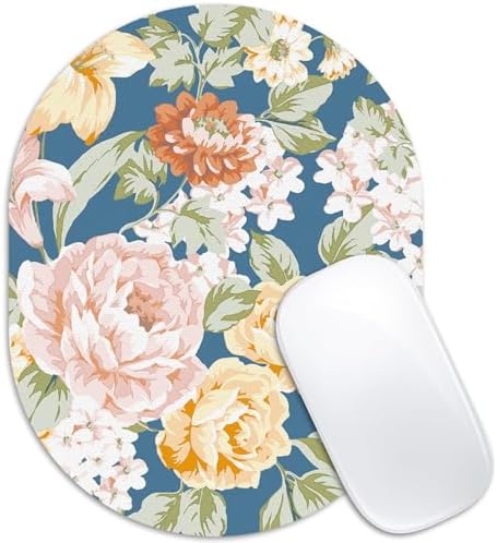 Oval Mouse Pad 6x8in Non-Slip for Laptop,Floral