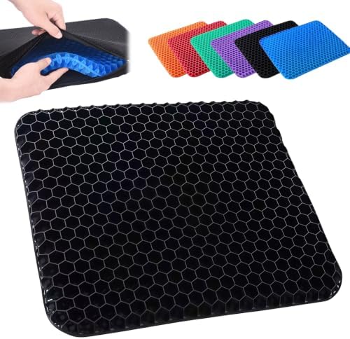 2026 Upgraded Silicone Gel Seat Cushion Honeycomb,Thick & Extra Large Gel Seat Cushion,Cool and Breathable for Home,Office Chair,Car Seat，Black