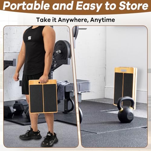 StrongTek Extra Wide Foam Balance Pad and Adjustable Wooden Slant Board Set – Enhance Stability, Flexibility, and Rehabilitation