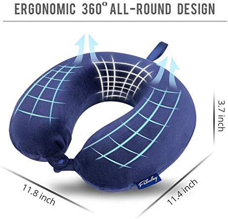 Fabuday Travel Pillow Memory Foam - Head Neck Support Airplane Pillow for Traveling, Car, Home, Office, Travel Neck Flight Pillow with Attachable Snap Strap Soft Washable Cover