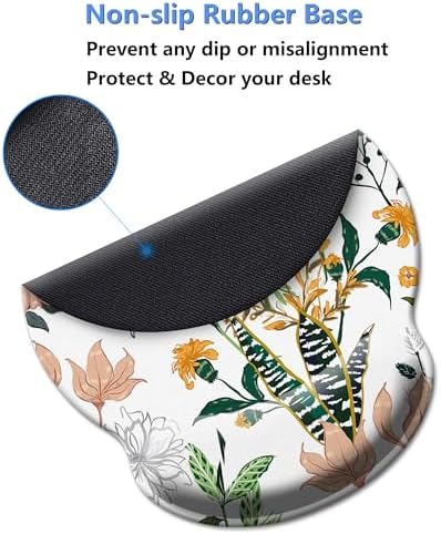 Mouse Pad Wrist Support,Ergonomic Mouse Pad with Wrist Rest,Comfortable Mousepad with Smooth Wrist Rest,Pain Relief Mouse Pads for Non-Slip Base,Computer,Laptop,Office & Home(Creamy White)
