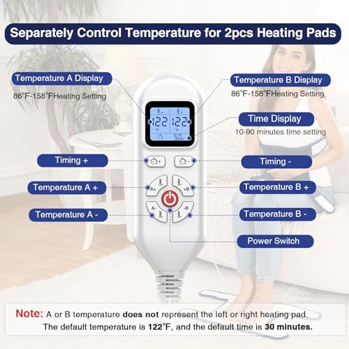 Heated Knee Wrap - 2 Pcs Hands-Free Electric Heating Pad for Knee Pain Relief, Arthritis & Knee Fatigue, Fast Heating with Adjustable Temperature 86℉ to 158℉ & 10-90 Min Auto-Off