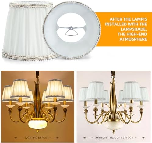 Fuloon Chandelier Lamp Shades, Clip on Small Sconce Lamp Shades, Suit for Candelabra Bulbs in Modern/European/French Country/Farmhouse Decoration, 3.5x4.3x4.9 in(6 Pack, Chiffon Light Yellow)