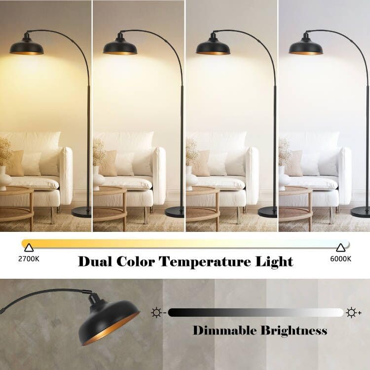Arch Floor Lamps with Remote, Dimmable Floor Lamp 70” Black Tall Lamp