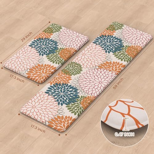 KIMODE Kitchen Rugs and Mats Cushioned Anti Fatigue 2PCS Standing Mat