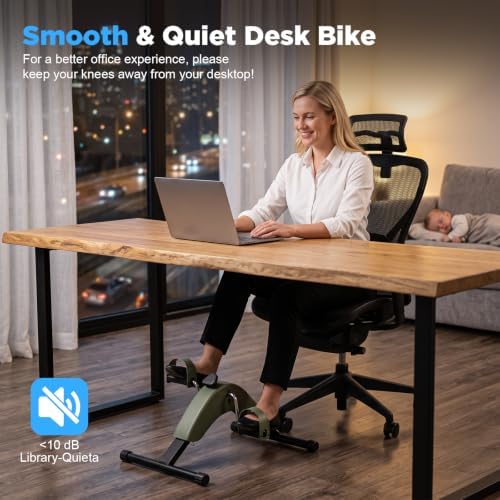 Under Desk Bike Pedal Exerciser, Mini Exercise Bike for Arm and Leg Workout | Adjustable Resistance, LCD Tracking, Secure Foot Straps, Compact Frame for Seated Home or Office Workouts