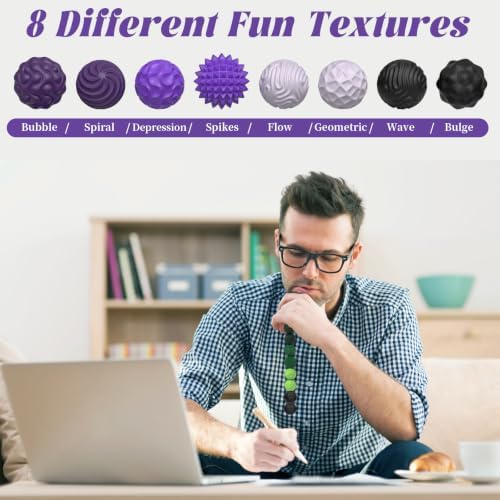 Silicone Magnetic Balls, Fidget Toys for Adults & Teens, 8PCS Stress Balls Sensory Toy, Quiet Magnet Desk Fidgets with Textured, ADHD Anxiety Relief Items, Fun Stocking Suffers Gifts