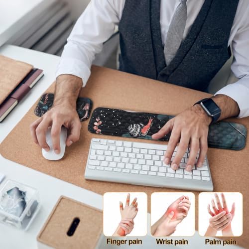 Keyboard Wrist Rest Mouse Wrist Support, Memory Foam Wrist Rest Pad for Computer Laptop, Ergonomic Wrist Cushion Support for Typing Pain Relief, Gaming Home Office, Snail