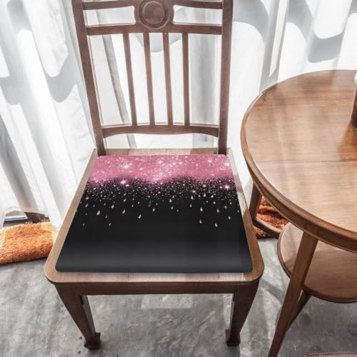 Chair Cushion Memory Foam with Removable Cover Hot Pink Glitter