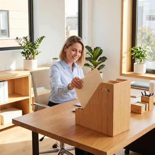 Bamboo File Folder Holder Book Holder Document Rack