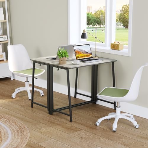 WOHOMO Folding Desk 31.5" Foldable Computer Table for Small Spaces GrayWash