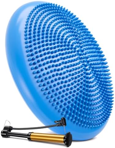 Wobble Cushion, Flexible Wiggle Seat Balance Pad for Sensory with Inflation Pump, for Adults Core Strength, Non-slip Wobble Disk for Posture Improvement & Physical Therapy