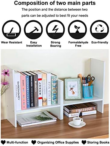 PAG-Mass Desktop Bookshelf Freestanding Wooden Countertop Bookcase Accessories Organizer Display Rack Dorm Desk Storage Shelf