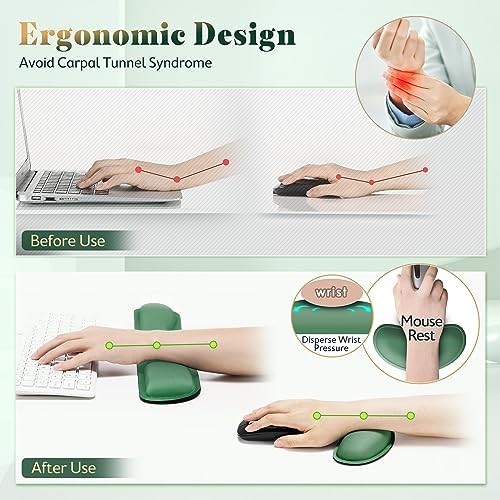Gimars Upgrade Enlarge Silky and Superfine Fabric Gel Memory Foam Keyboard Wrist Rest Set, Ergonomic Keyboard Mouse Wrist Support for Typing Pain Relief, Comfort for Office, Gaming, Computer