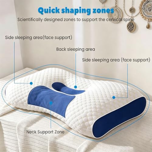 Cervical Neck Pillow 3D Ultra-Soft Neck Support Pillows Queen Size Set of 2