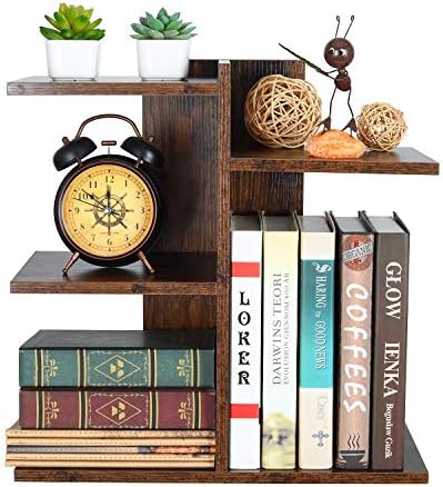 PAG-Mass Desktop Bookshelf Freestanding Wooden Countertop Bookcase Accessories Organizer Display Rack Dorm Desk Storage Shelf