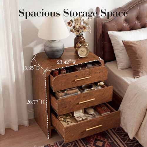 Night Stand Set of 2, 3-Drawer
