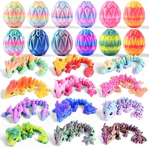 12 Pcs 3D Printed Dragon Eggs with Rainbow Dragons Inside