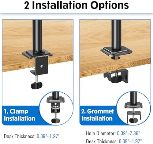 MOUNTUP Single Monitor Mount, Adjustable Monitor Stand for Max 32 Inch Flat Curved Computer Screen, Monitors Arm Desk Mount Fit VESA 75x75& 100x100, up to 17.6lbs, with C-Clamp and Grommet Base, Black