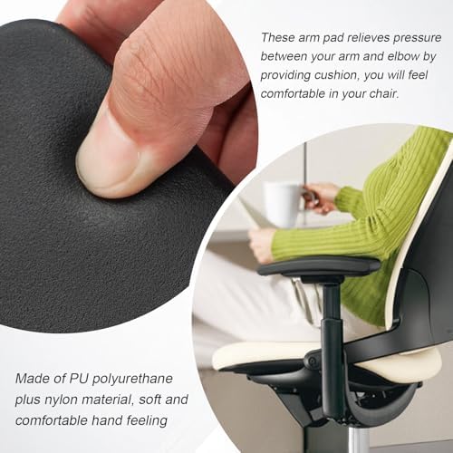 Replacement Arm Pads Caps for Steelcase Leap V2 Office Chair, Ergonomic Comfortable Foam Padding, Office Chair Arm Pads Replacement（Black）
