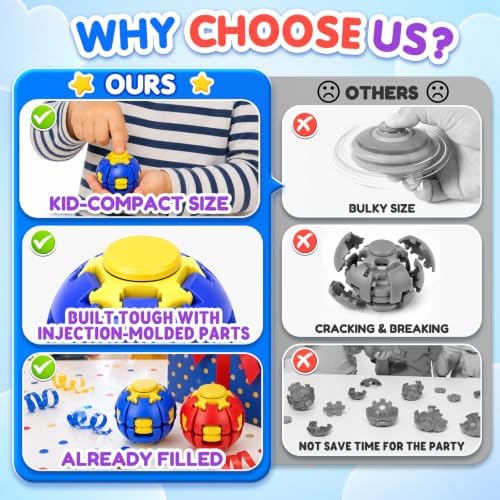 24 Pcs Press to Spin Fidget Spinners Mini Fidget Toys Party Favors for Kids