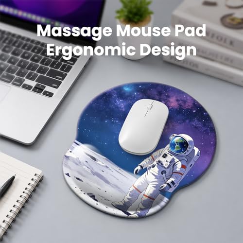 Mouse pad with Wrist Rest,Relieving Pain Memory Foam Computer pad, Ergonomic Desktop Mouse, Silicone Material Mouse pad, with Non-Slip PU Base (Space)