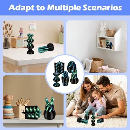 5 Pack Spinning Fidget Toys Black Green 3D Printed Desk Decor Set