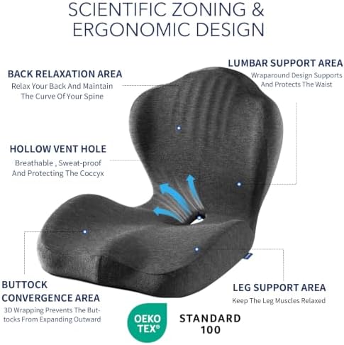 Cupocupa Car Seat Cushion with Back Support, Memory Foam Driver Cushion