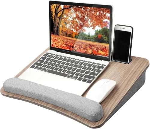 HUANUO Laptop Lap Desk with Cushion, Fit up to 15.6" Laptops, Woodgrain