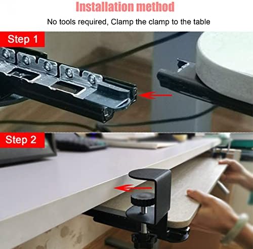 Slide Out Swivel Computer Keyboard Stand, Under Desk Adjustable Keyboard Tray with C Clamp, Home or Office Ergonomic Keyboard Shelf(52x25cm(20.5x9.8), White)