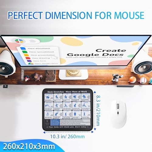 Desk Stretches Mouse Pad, Office Posture Exercise Guide Desk Mat, Non-Slip Smooth Mousepad for RSI Relief Remote Workers Gamers