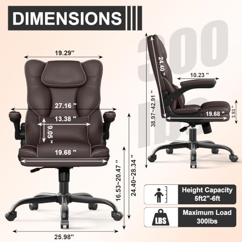 Executive Office Chair Flip Up Arms Lumbar Support Home Office Desk Chair