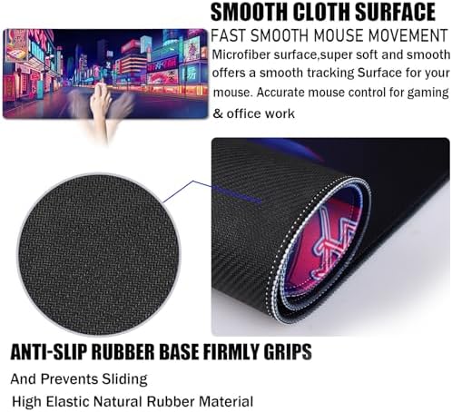 Japanese City Big Desk Mat Large Office Desk Pad Durable Extended Mouse Mat