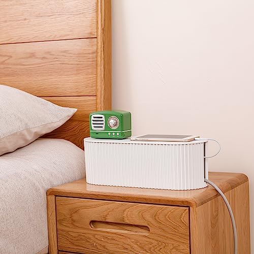 FABROK 2 Pack Cable Management Box, Cord Organizer, White, Small+Large