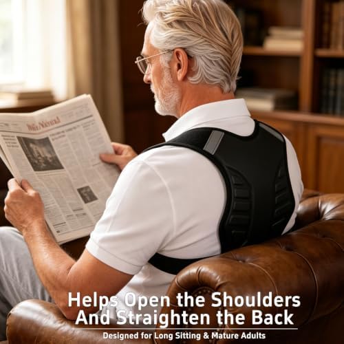 Posture Corrector for Women and Men Upper Back Brace Support Straightener Adjustable Mid Scoliosis Lower Pain Comfortable Relief Hunchback Slouching Kyphosis Invisible Under Fully Black XXL/XXXL