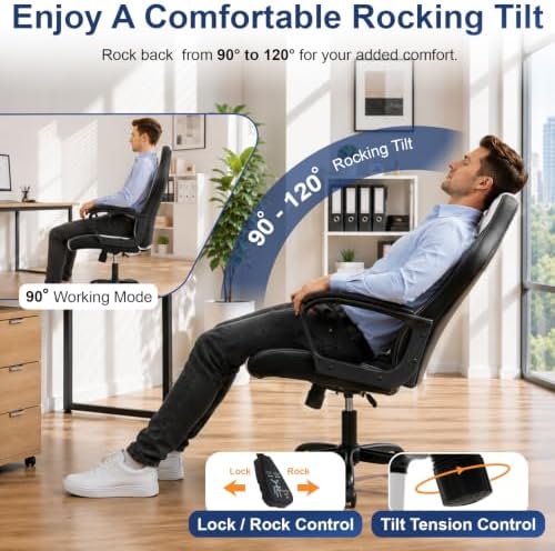 PayLessHere Gaming Chair Ergonomic Office Chair Computer Chair with Lumbar Support Ergonomic Pu Leather Adjustable Height Executive Chair for Women Men and Adults,White
