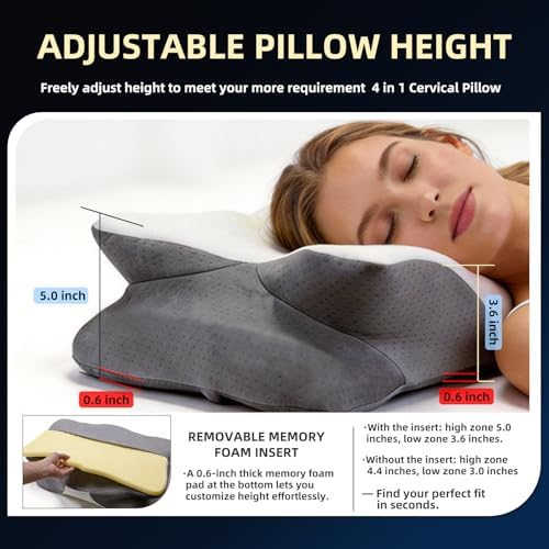 Ergonomic Memory Foam Pillow for Neck Pain, Queen Size
