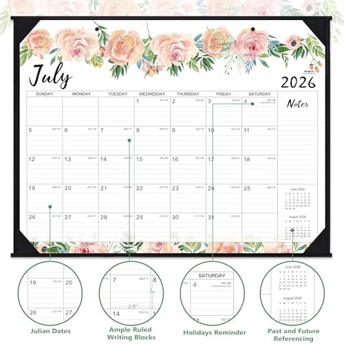 Desk Calendar 2026-2027 - Jul 2026 - Dec 2027, 18 Months Large Monthly Desk Calendar, 22" x 17", Desk Pad, Large Ruled Blocks, to-do List & Notes, Best Desk/Wall Calendar for Planning or Organizing