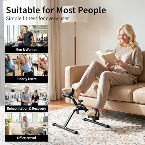 Pedal Exerciser Mini Stationary Cycle with Adjustable Resistance, Under Desk Bike for Home Exercise Equipment, Lightweight and Compact