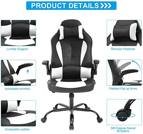 Meet perfect Ergonomic Gaming Chair with Lumbar Support, White
