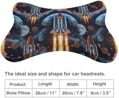 Car Neck Pillow 2 Pack Space Rocket Memory Foam Headrest for Car Seat Airplane Sleeping Office Business Trip