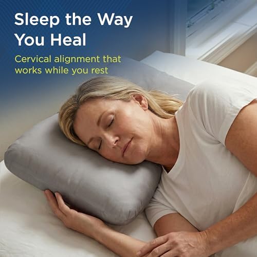 Next-GEN Premium Neck & Cervical Pillow – Breathable Fiber Fill Orthopedic Neck Pain & Headache Relief – Dual Roll Support for Back & Side Sleepers – Latex Free – Petite 19"x12" Grey