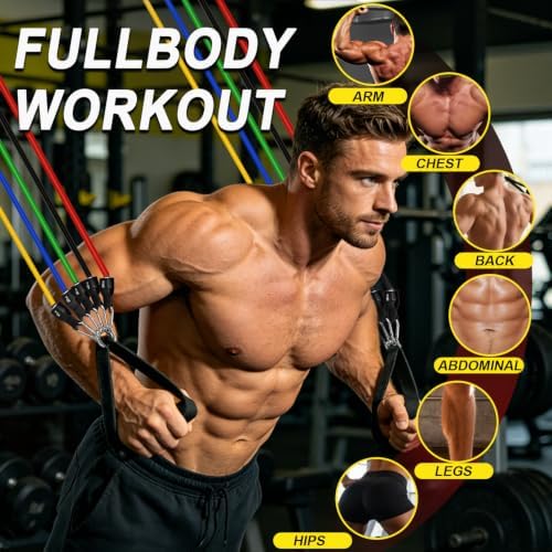 WHATAFIT Resistance Bands with Handles, 150 lb Exercise Bands Set